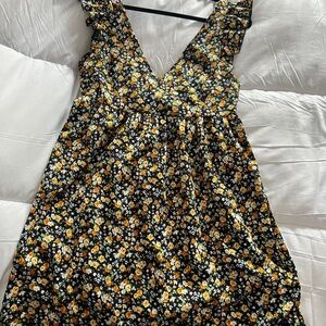 SHEIN Floral Dress - Black, Yellow, White